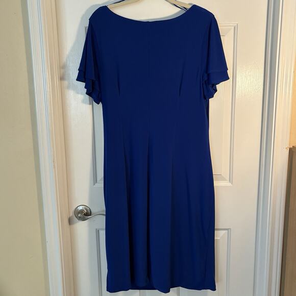 MSK Women’s Blue Draped Jersey Dress 2X NWT Cocktail Party Wedding Guest $99 - Picture 2 of 5